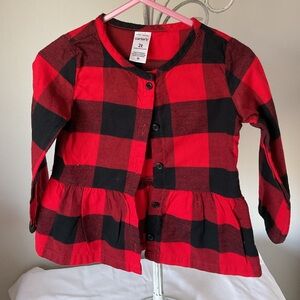 Carter's Red and Black Checkered Toddler Shirt
